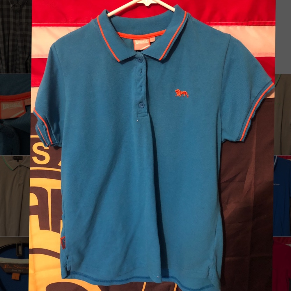 Blue with orange piping Lonsdale polo